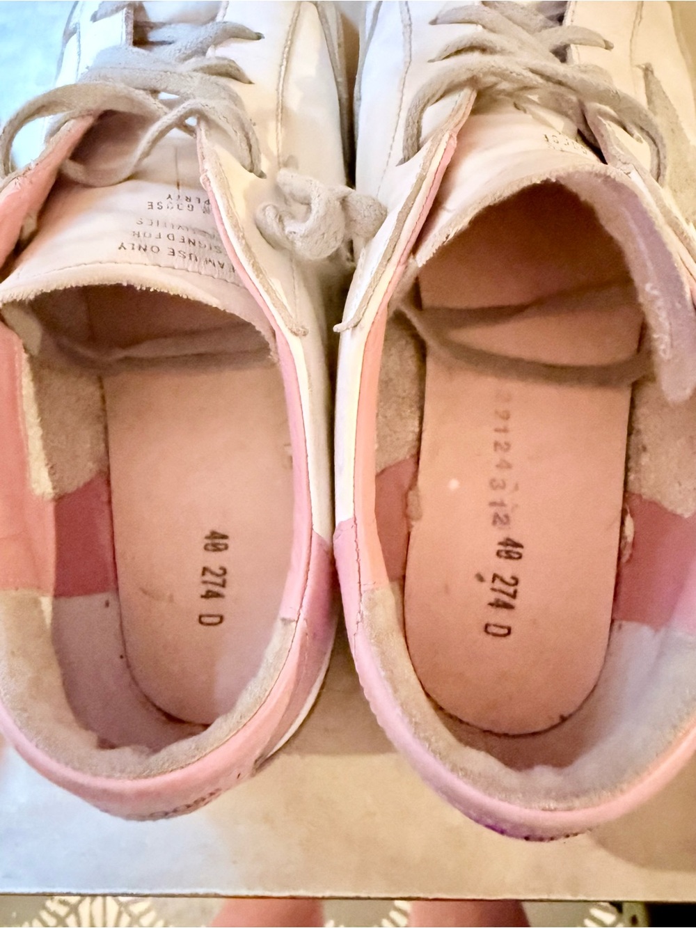 Golden Goose women’s superstar White and Pink Low-Top Sneakers with Gray Star - Picture 10 of 13